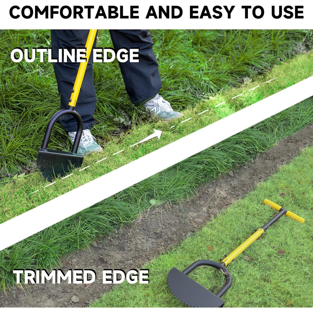 Manual Edger Lawn Tool With 38"-42" Adjustable Length, Saw-Tooth Border Edger With Wide Footplate Manganese Steel Blade, Garden Edging Tool For Flower Beds, Landscaping, Sidewalks, Yard