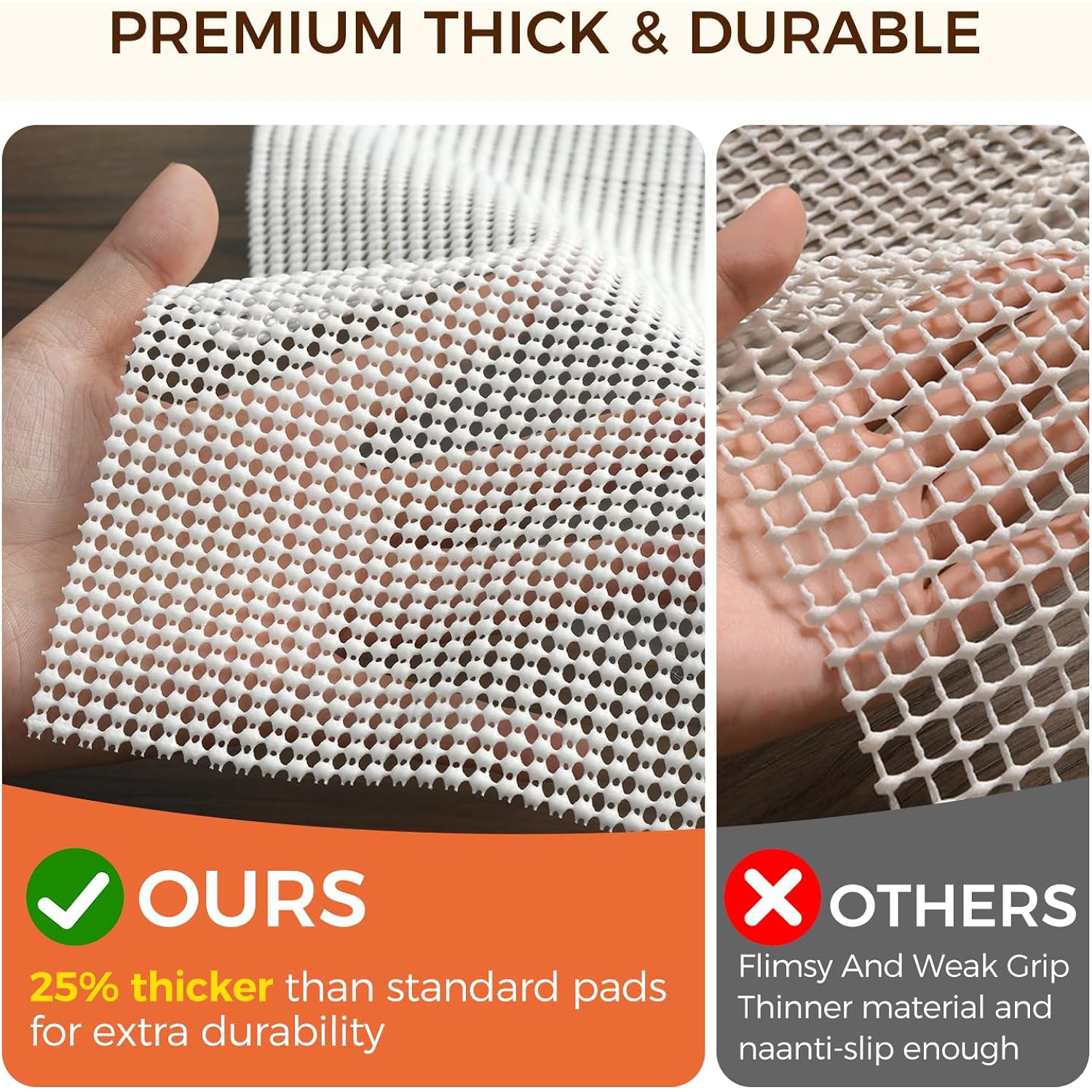 BAGAIL BASICS 8 x 10 FT Rug Pad Gripper for Hardwood Floors, Non Slip Rug Pads for Area Rugs, Extra Thick Under Rug Padding, Protect Your Rugs & Floors