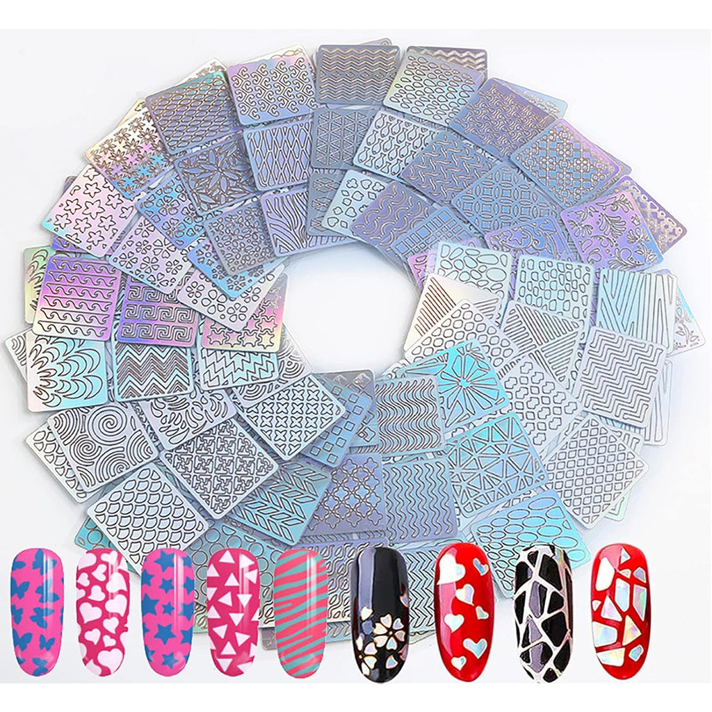 144 Pcs Reusable Nail Stencils & Vinyls Kit, Nail Art Stickers for DIY with Floral, Geometric, Lace Patterns | Hollow Out Design Decoration for Coffin, Almond Nails