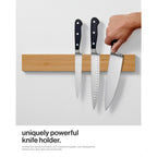 Larhn Magnetic Knife Holder For Wall Or Fridge - No-Drill Bamboo Knife Magnetic Strip, 16″ - Renter Friendly