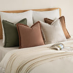Miulee Decorative Couch Pillow Covers Neutral Linen Fringe Throw Pillows Set Of 4 Soft Rustic Cushions Boho Farmhouse Pillowcases For Bed Sofa Living Room Spring Decor 18X18 Inch Beige/Brown/Green