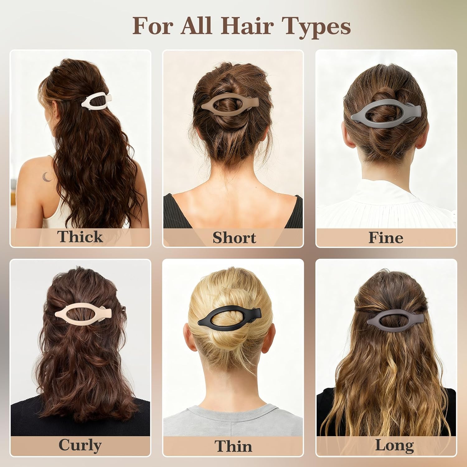 8 Pack Flat Hair Clips for Women – Large Claw Clips for Thick and Thin Hair, Strong Hold Styling Barrettes Accessories