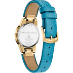 Citizen Eco-Drive Ladies' Disney Aladdin 30Th Anniversary, Princess Jasmine Teal Leather Strap Watch And Pin Gift Set, Mother-Of-Pearl Dial, Crystals, 30Mm (Model: Ga1072-07D)