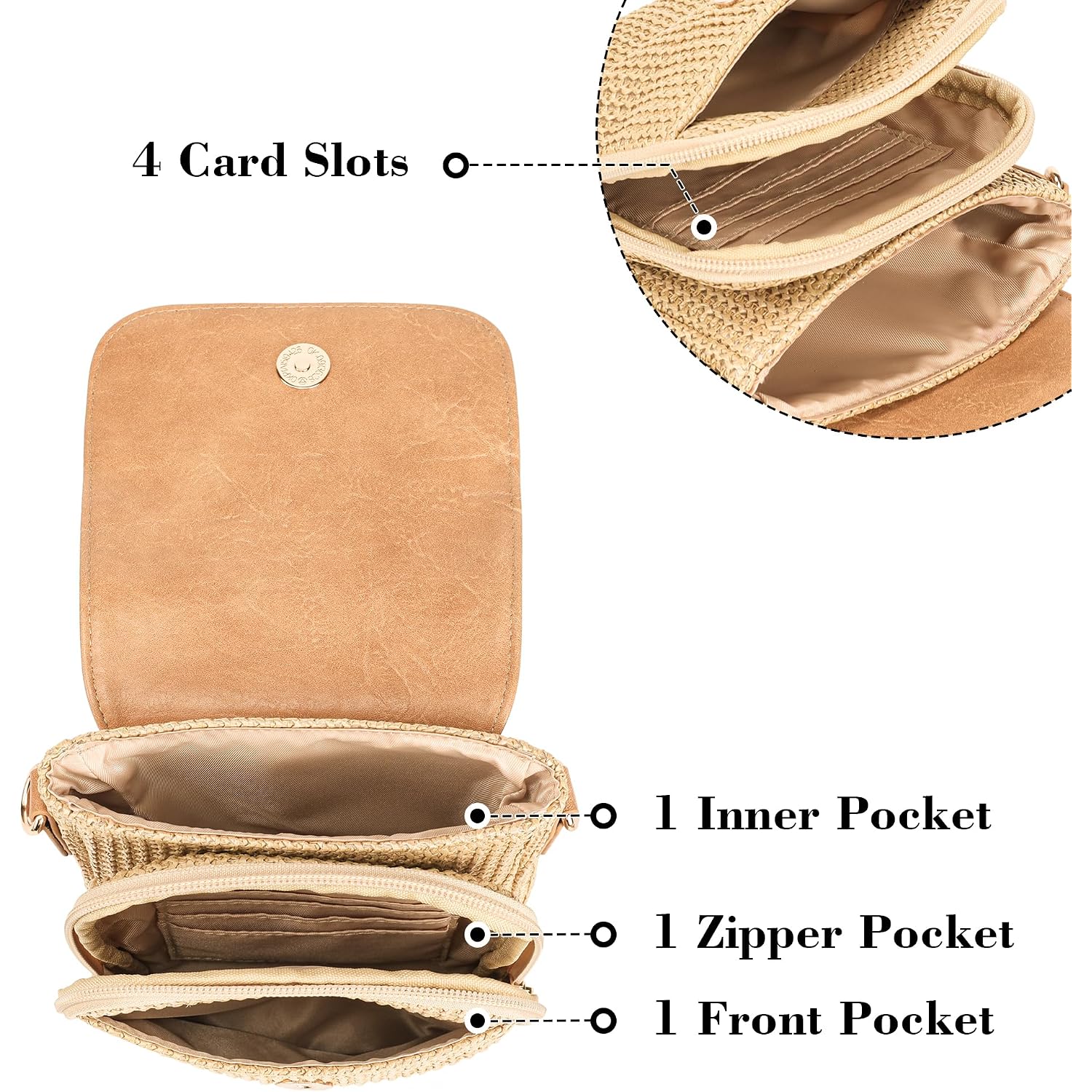 Faux Straw Crossbody Bags For Women Small Summer Purse 2026 Rfid Raffia Woven Cross Body Cell Phone Bag Beach Travel