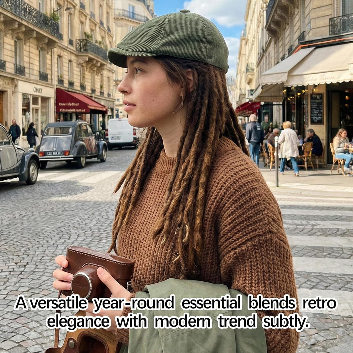 Women’S Vintage Corduroy Newsboy Cap, Elastic French Peaked Beret Distressed Artist Painters Hat For Jazz Dancing Streetwear