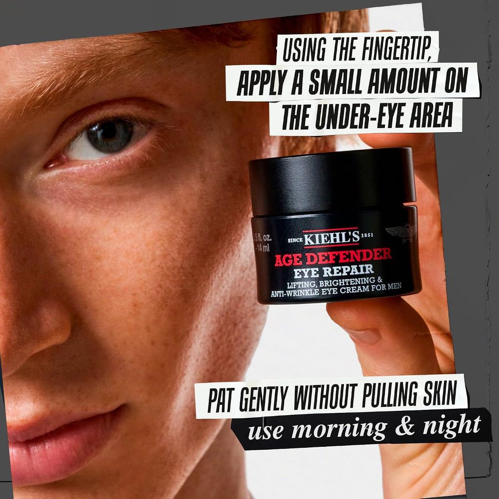 Kiehl'S Age Defender Eye Repair, Men'S Anti-Aging Eye Cream, Reduces Dark Circles, Wrinkles And Puffiness While Firming Skin, Minimizes Crow'S Feet And Under-Eye Wrinkles, Fragrance And Paraben Free