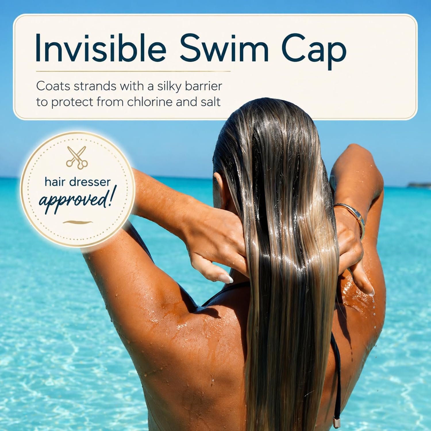 Pre-Swim Saltwater & Chlorine Hair Protectant, Leave In Conditioner For Swimming, Pool & Beach For Dry Frizzy, Color Treated Hair & Extensions, Tropical Coconut Pineapple Scent, 6.8 Fl Oz