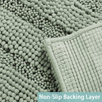 Turquoize Sage Green Bathroom Rugs Runner Extra Long 47 X 17 Large Bath Mat Plush Shaggy Chenille Bathroom Rug Non-Slip Bath Rug Runner Extra Soft & Absorbent Thick Floor Mats, Machine Washable, Sage