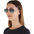 Michael Kors womens Mk5004 Chelsea Aviator Sunglasses Gunmetal/Black/Grey Gradient