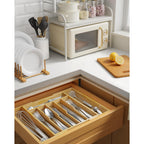 Kitsure Silverware Organizer - Expandable Bamboo Kitchen Drawer Organizer For Cooking Utensils And Cutlery, Sturdy & Thickened Kitchen Organizers And Storage Solution, Large, Natural