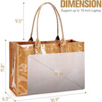 KALIDI PVC Tote Bag Women’s Kraft Paper Work Handbags Purses with Top Handle