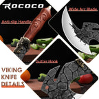 ROCOCO Viking Cleaver Knife Birthday - Butcher Meat Cutting Boning Knife Hand Forged Chinese Kitchen Axe with Sheath Home Outdoor BBQ Camping Chirstmas Mother Father Gift Men
