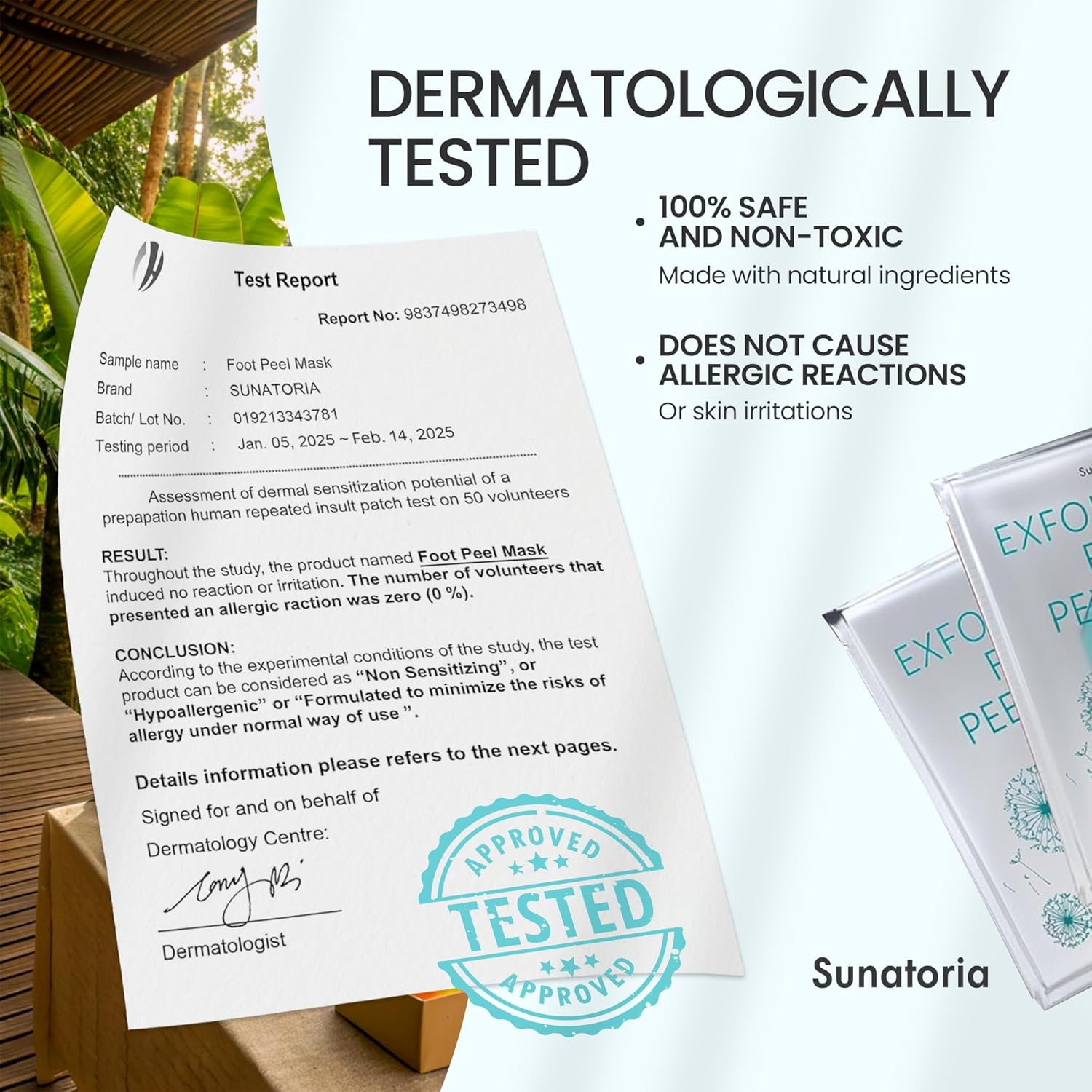 SUNATORIA Foot Peeling Mask (2 Pack) – Exfoliating Foot Mask for Dry Cracked Feet & Calluses – Baby Soft Touch Foot Peel Mask with Aloe Vera – Peeling Socks for Men & Women