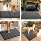 Front Door Mat, Heavy Duty Waterproof Doormat 29.5"X17", Grey | Indoor Outdoor Non-Slip Low Profile Dirt Trapper Absorbent Rubber Mat For Entryway, Stain Fade Resistant Easy Clean