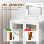 Display Cabinet With Glass Doors, Glass Display Cabinet 4-Tier, Metal Curio Display Cabinet With Tempered Glass Doors For Living Room, Plant, Display Shelf, Assembly Required, White