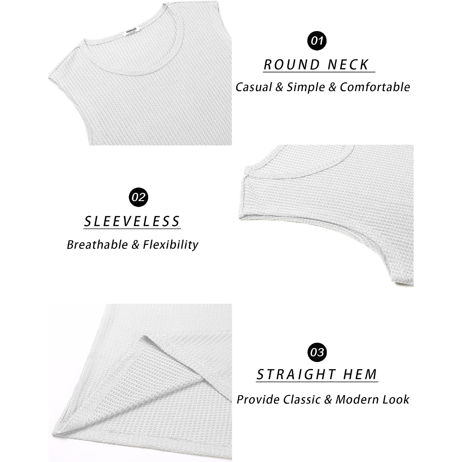 Coofandy Mens Casual Tank Tops 2 Pack Waffle Knit Sleeveless Shirt Breathable Tank Shirts Summer Muscle Tee