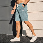 Plepan Mens Corduroy Shorts Casual Elastic Waist Drawstring Summer Beach Shorts