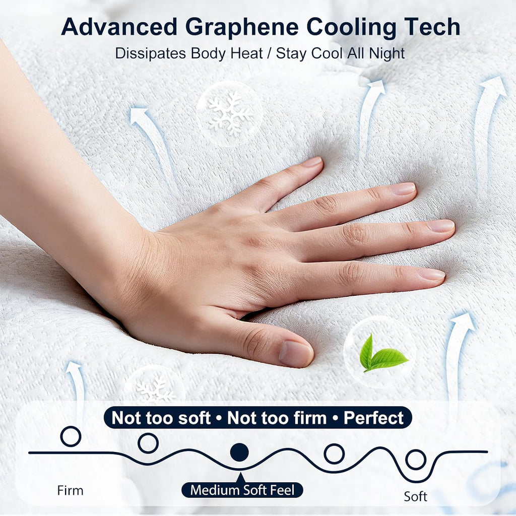 14 Inch Queen Mattress, Upgraded 7-Zoned Support Hybrid Queen Size Mattress In A Box With Cooling Gel Memory Foam & Pocket Coils For Back Pain Relief, Assembled In Usa, Motion Isolation, Medium Firm