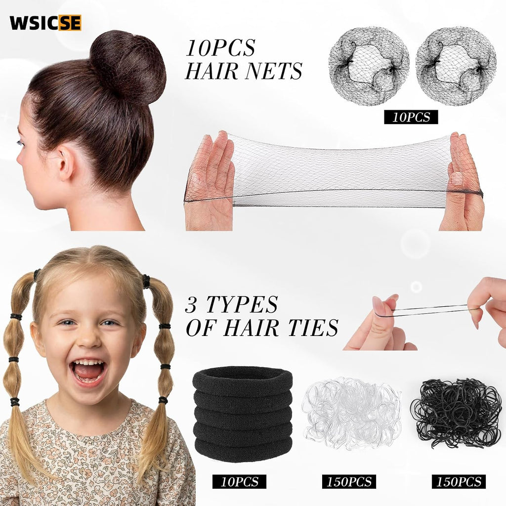 570Pcs Black Bobby Pins For Women, Hair Pins Kit With Hair Nets For Buns, 2 & 2.4Inch U-Shaped Bobby Pins Bulk For Wedding Bridal Styling With Storage Box, French Hair Pin Clips Hair Accessories