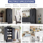 Farmhouse Kitchen Pantry Cabinet - 72" Tall Wood Kitchen Storage Cabinets With Adjustable Shelves & 2 Barn Doors & Drawer, Versatile Storage For Dining Room, Bathroom, Utility Room, Antique Black | Large