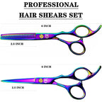 Professional Hair Cutting Shears Set,6 Inch Barber Hair Cutting Scissors Kit,Hairdressing Thinning Shears For Hair Cutting,Sharp Blades Haircut Scissors Kit For Women/Men/Kids (Rainbow) (Rainbow)