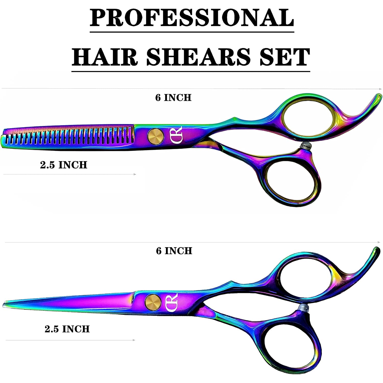 Professional Hair Cutting Shears Set,6 Inch Barber Hair Cutting Scissors Kit,Hairdressing Thinning Shears For Hair Cutting,Sharp Blades Haircut Scissors Kit For Women/Men/Kids (Rainbow) (Rainbow)