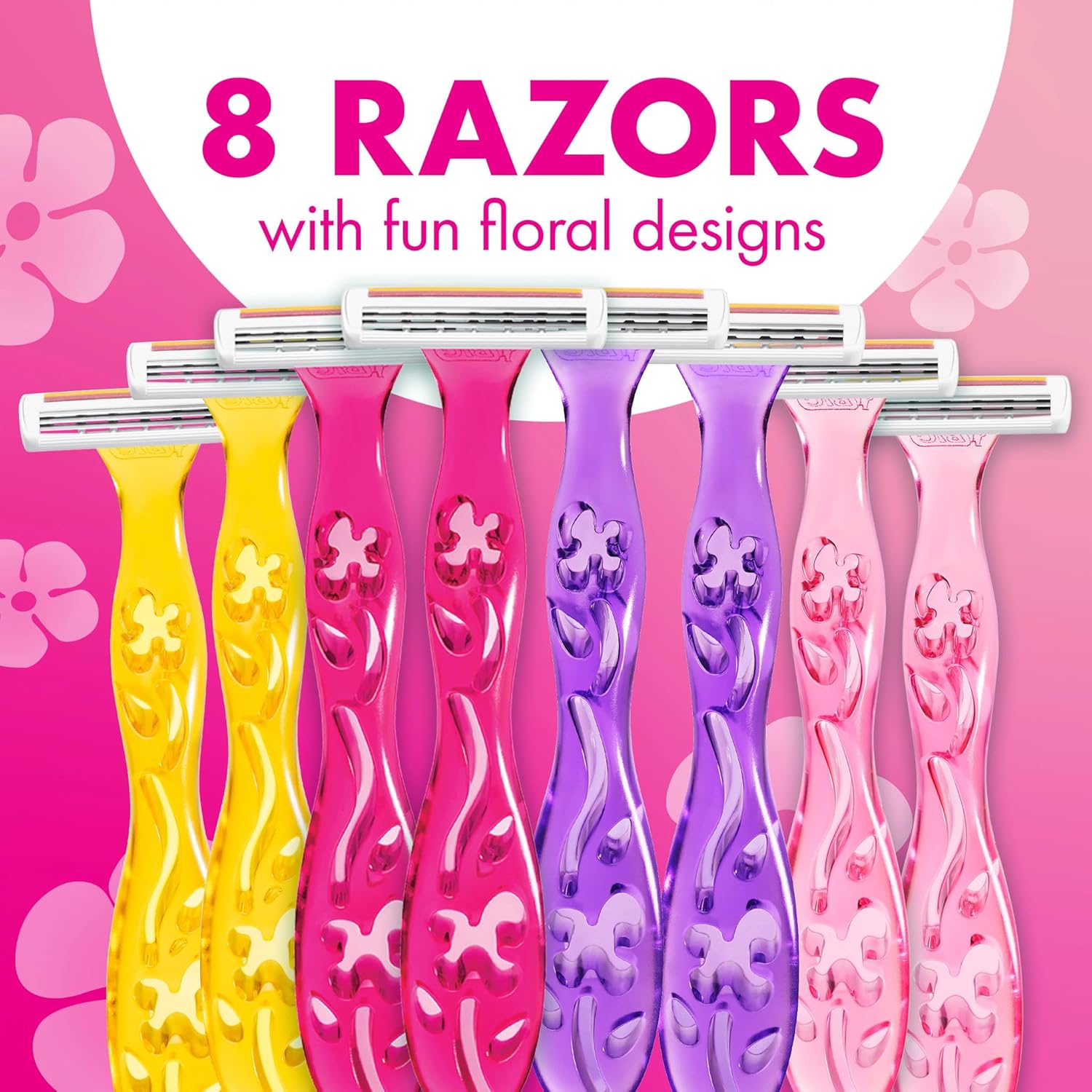 BIC Soleil 3 Simply Womem's Disposable 3-Blade Razors, Moisture Strip and Comfortable Handle, 8-Pack