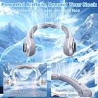Portable Neck Fan Rechargeable - [With Led Display] 5 Speeds, 5000 Mah Battery Operated Wearable Personal Cooling Bladeless Fan For Outdoor Travel, Gifts For Men Women Kids,Gray
