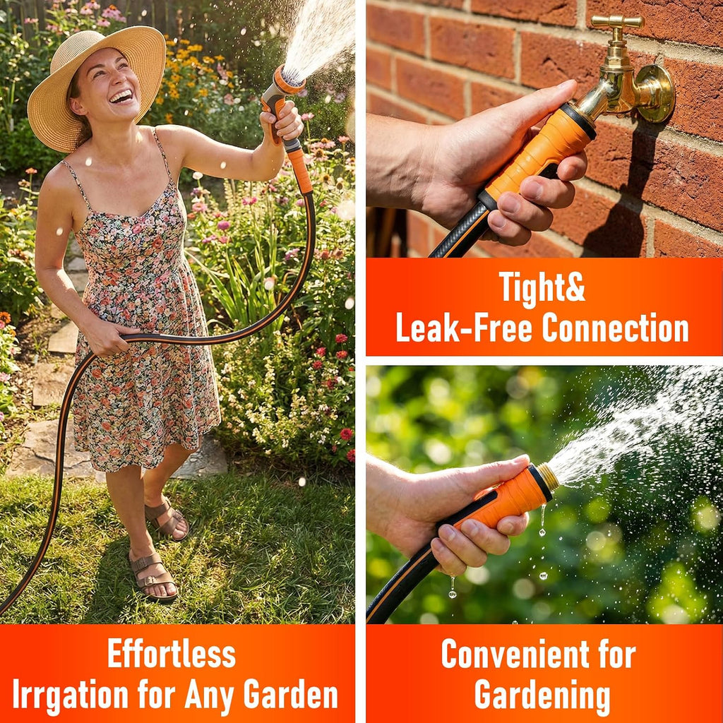 Garden Hose 25 Ft X 5/8", Heavy Duty Water Hose, Flexible And Durable, Kink Resistant Lightweight Hybrid Hose, Leakproof Yard Hose With Male To Female Fittings