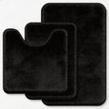 Black Bathroom Rug Set Memory Foam Bath Mats 3 Piece with Toilet Mats, Soft & Supportive, Shock Absorbing, Water Absorbent, Non-Slip Bath Rugs, Machine Washable, Area Rug, Home Decor Accessories