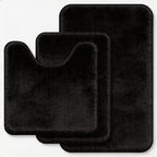 Black Bathroom Rug Set Memory Foam Bath Mats 3 Piece with Toilet Mats, Soft & Supportive, Shock Absorbing, Water Absorbent, Non-Slip Bath Rugs, Machine Washable, Area Rug, Home Decor Accessories