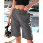 Bermuda Shorts for Women Knee Length High Waisted Cotton Elastic Waist Summer Dressy Casual Long Chino Shorts