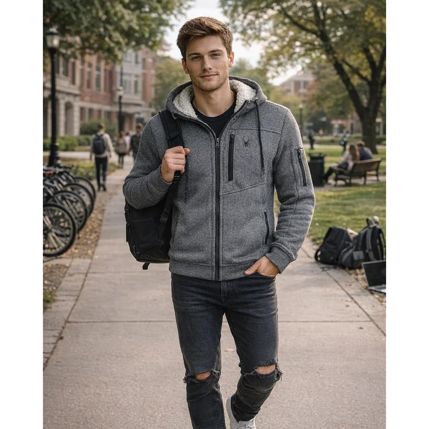 Spyder Mens Zip Up Hoodie Sweatshirt - Heavyweight Sherpa Fleece Lined Soft Extra Warm Cozy Hoodies For Men