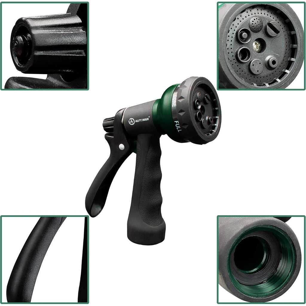 Automan-Garden-Hose-Nozzle, Abs Water Spray Nozzle With 7 Adjustable Watering Patterns, Slip Resistant For Watering Plants, Lawn& Garden, Washing Cars, Cleaning, Showering Pets & Outdoor Fun.