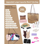 Mesh Beach Tote Bag Packable,2026 New 2-In-1 Large Lightweight Foldable Beach Bags With Multiple Pockets For Women