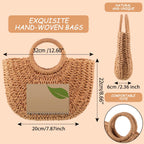 Frienda Straw Tote Bag Summer Beach Bag Handmade Straw Rattan Woven Handbag for Women Travel
