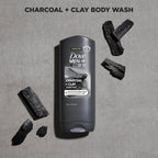 Dove Men + Care Purifying Charcoal + Clay Body And Face Wash With 24-Hour Nourishing Micromoisture Technology Body Wash For Men, 13.5 Oz