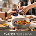 CAROTE 27pcs Ceramic Cookware Set Nonstick, Pots and Pans Set Non Stick, Non Toxic Cookware Detachable Handles, Dishwasher/Oven Safe, RV/Camping Cookware with Kitchen Utensils, Gray