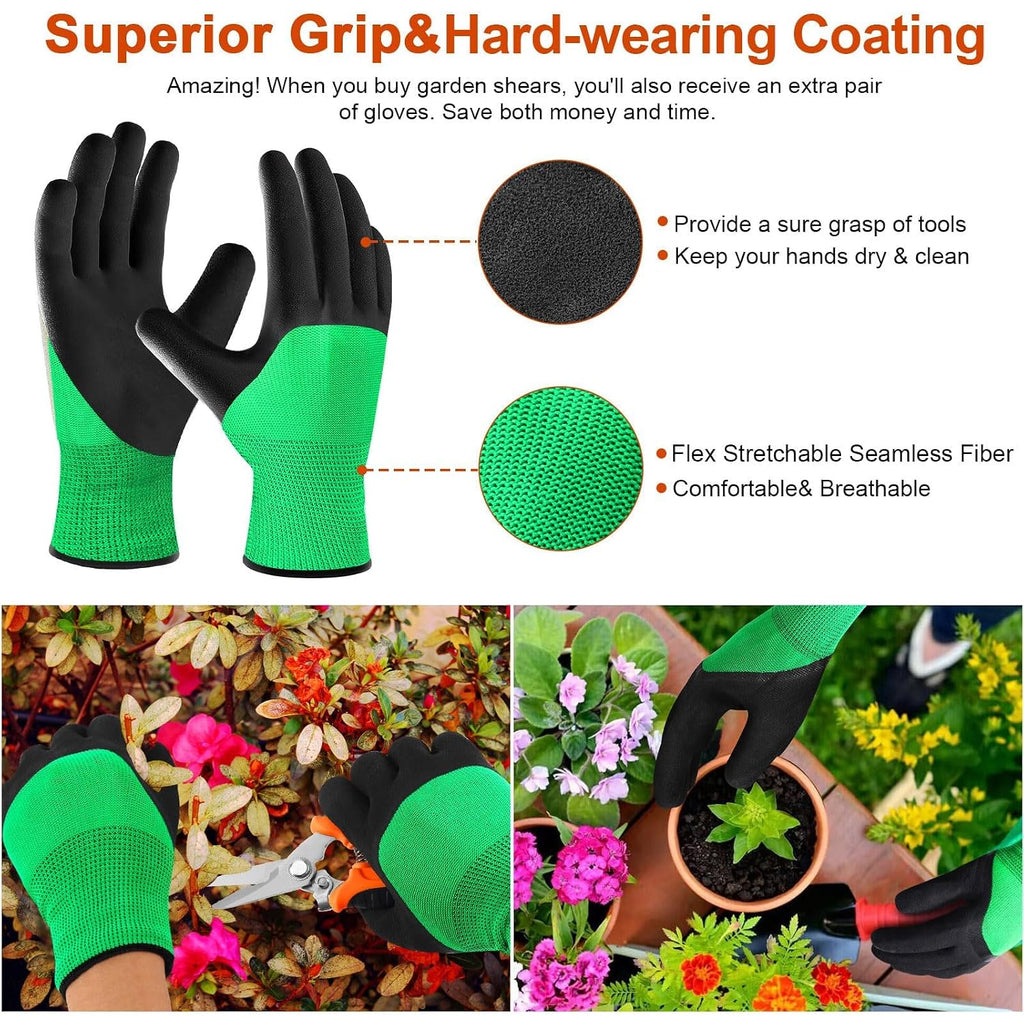3 Pack Garden Pruning Shears Stainless Steel Blades Handheld Pruners Set With Gardening Gloves