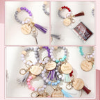 Faccito 12 Pcs Inspirational Keychain Bracelet with Tassel Beaded Motivational Quote Wristlet Keyring for Nurse Grad Gift(Aesthetic Color)