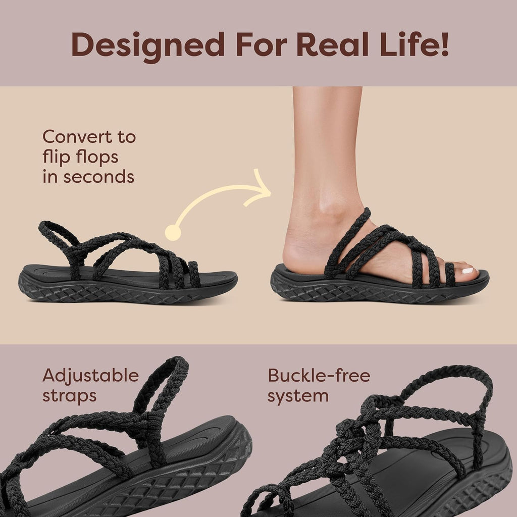 Plaka Explore Walking And Hiking Sandals For Women | Comfortable Summer Sandal With Arch Support | Waterproof Comfy Sandals For Travel, Beach Or Poolside