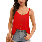 Women'S Tank Tops Spaghetti Strap Sleeveless Flowy Loose Camisole Button Summer Casual Cami Shirts
