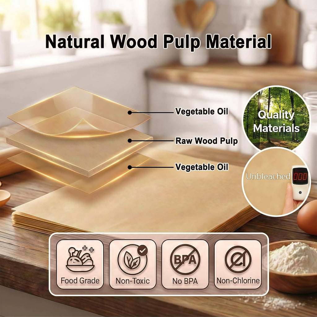 Parchment Paper Sheets, 9X13 Inch Non-Stick Precut Unbleached Parchment Paper For Baking, Grilling, Air Fryer And Steaming, Perfect For Cookies, Bread, Cakes And More, 100Pcs