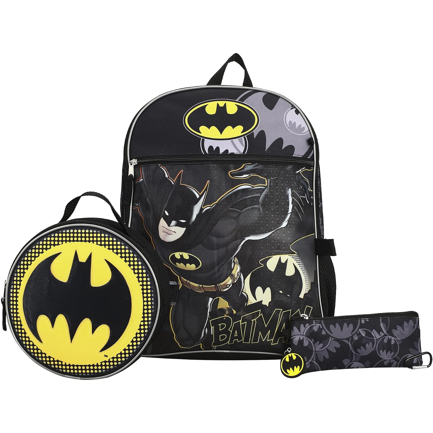 Dc Comic Book Batman Symbol 5-Piece Backpack Accessory Set For Boys