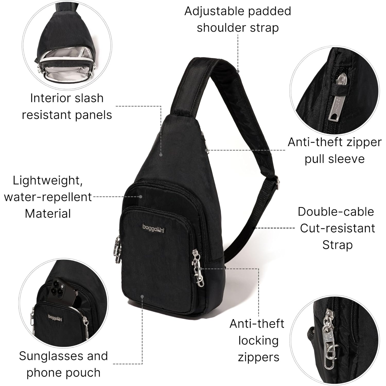 Baggallini Securtex Anti-Theft Daytripper Sling