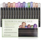 Volksrose 16 Colors Eyeshadow Shimmer Stick, Highlighter Eye Shadow Sticks Set, Colorful Eyeshadow Pencil Crayon Creamy, Waterproof Pearly Sparkle Glitter Cream Stick Pen Eyeliner Makeup For Women