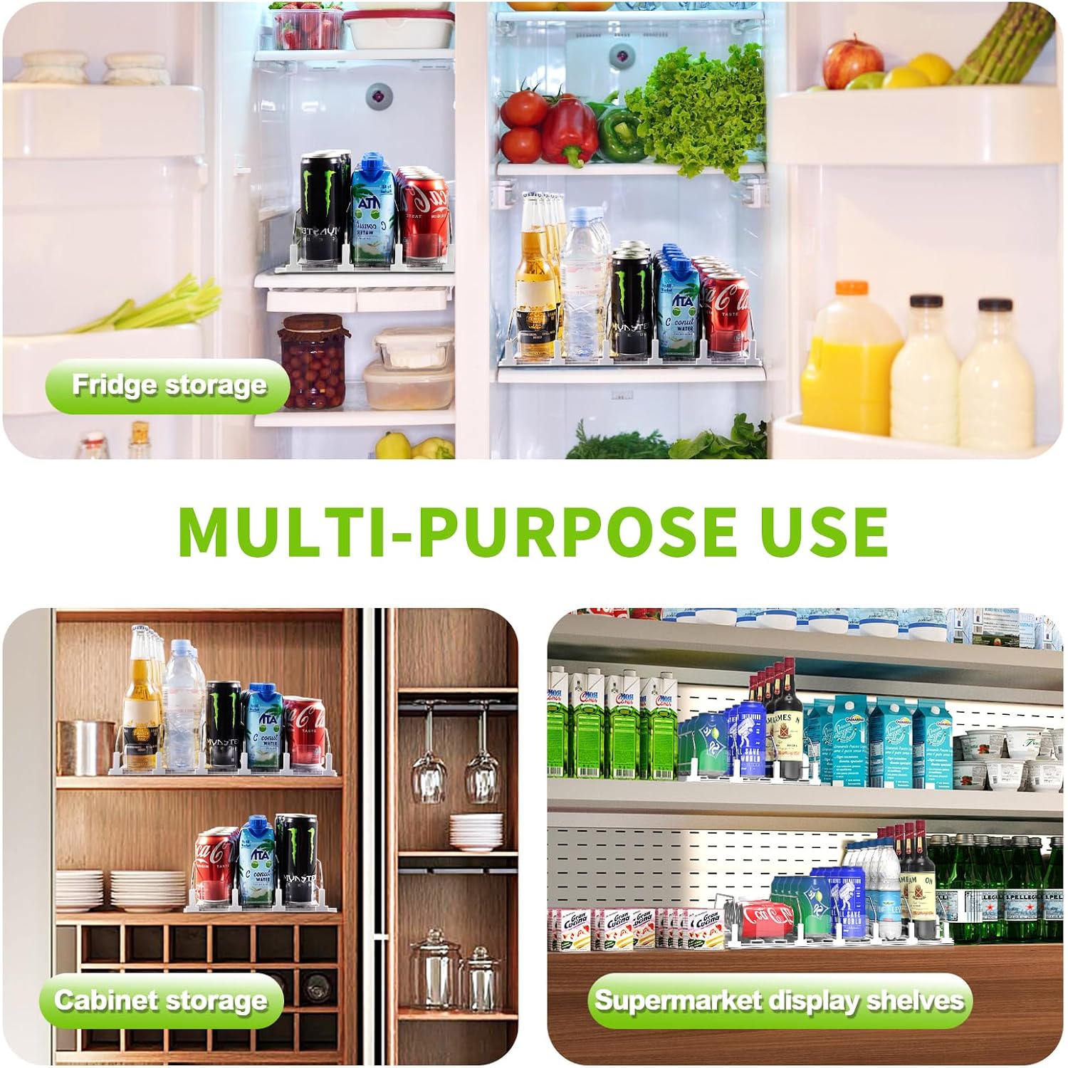 Drink Organizer For Fridge, Soda Can Dispenser For Refrigerator, Automatic Drink Dispenser For Fridge Holds Up To 25 Cans, 5 Row