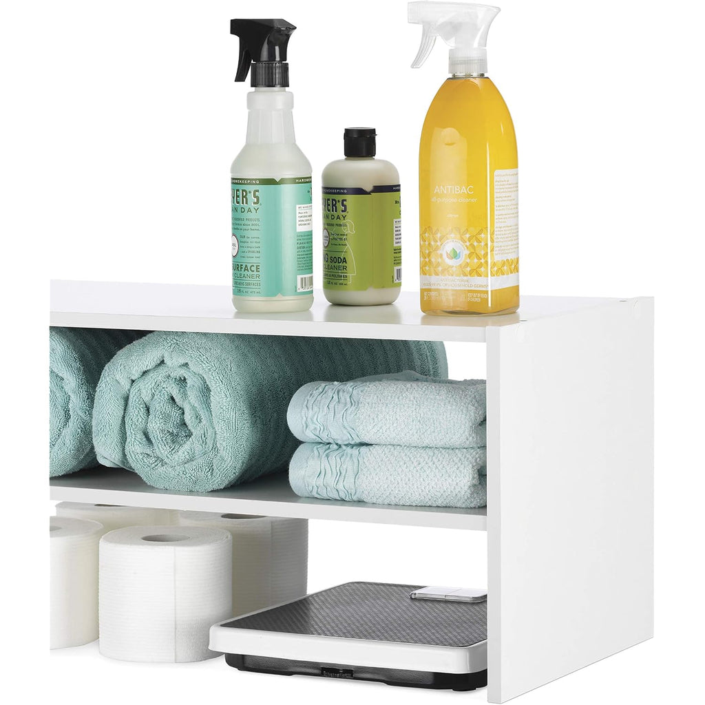 Whitmor Stackable 31" Extra Wide 2-Shelf Storage Organizer, White