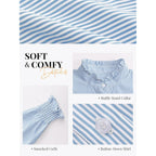 Women's Striped Button Down Shirts Long Sleeve Smocked Cuffed Ruffle Collar Blouses Spring Work Business Casual Tops