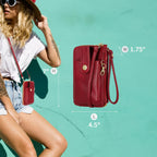 Mundi Jacqui Rfid Crossbody Wallet For Women, Vegan Leather Small Travel Handbag With Phone Holder, Compact Organizer With Card Slots And Removable Strap, Vacation Purse In Bridgehampton Sand